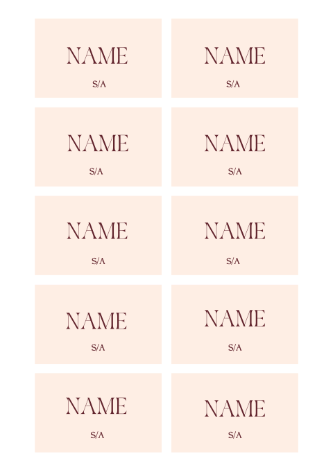 Stilvolle Namenskarten mit kirschfarbener Schrift
