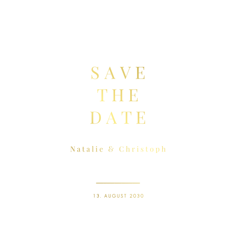 Save the Date Karte in Sechseckform mit goldenen Buchstaben