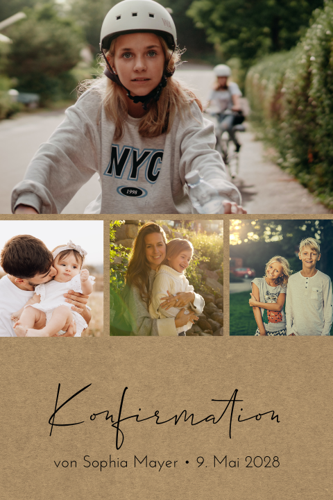 Einladung zur Konfirmation mit Fotocollage und Kraftlook