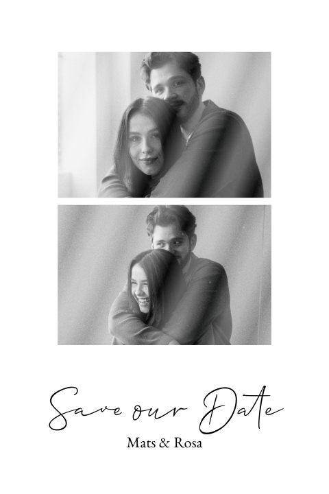 Moderne Save the Date Karte im Polaroid-Style mit zwei Fotos