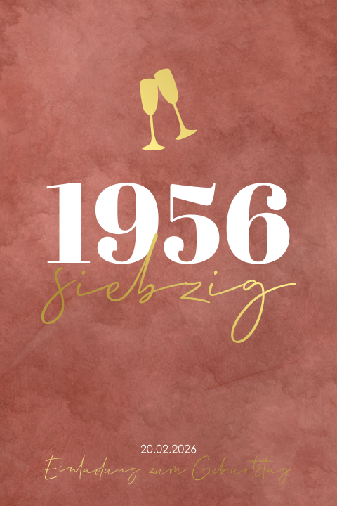 Einladung zum Geburtstag mit Goldfolie, Velvet-Look und Jahreszahl