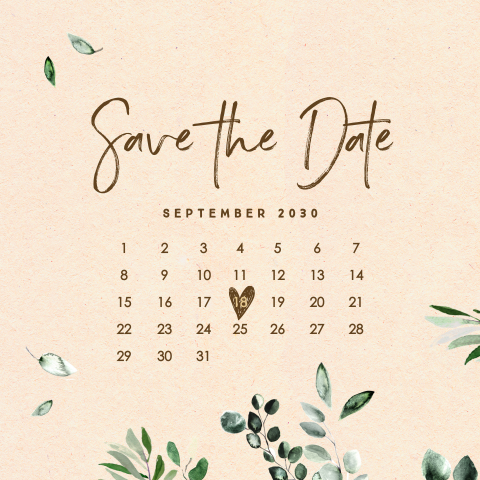Save the date Karte mit Kalenderblatt quadratisch