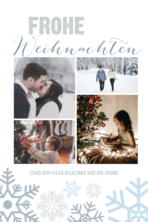 Winterliche Weihnachtskarte mit liebevollen Fotos