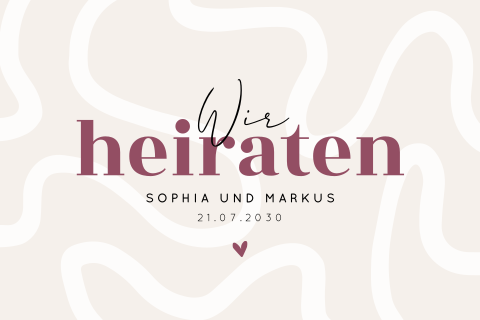 Originelle Hochzeitseinladung mit abstraktem Muster und runden Ecken