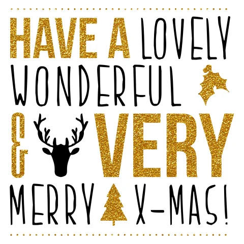 Quadratische Weihnachtskarte in Weiß mit kreativer Schrift