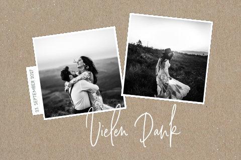 Hochzeit Dankeskarte mit Polaroidfotos und Farbspritzern