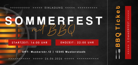 Geschäftliche Einladung zum Grillen im Ticket-Stil
