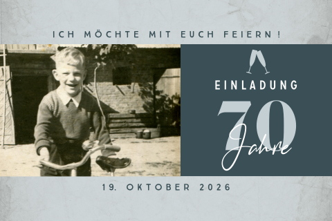 Nostalgische 70 Geburtstagseinladung mit Foto