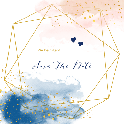 Save the date Karte mit geometrischem Muster und Pastelltönen