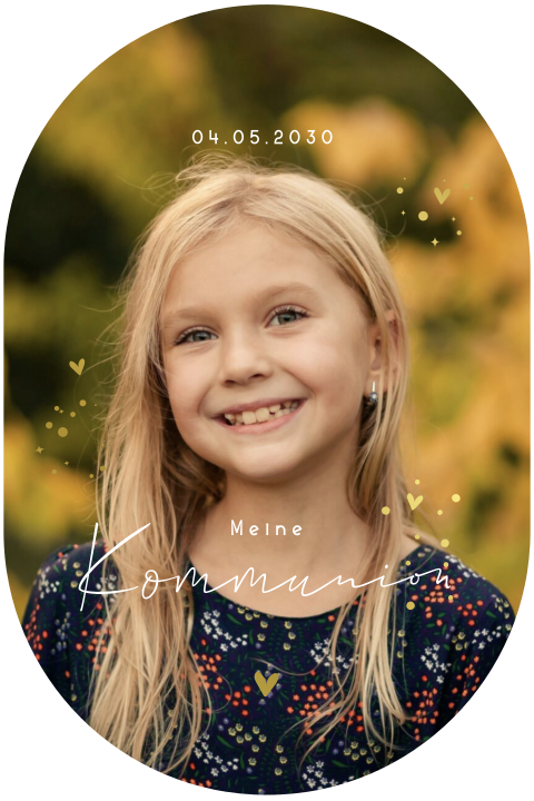 Originelle Einladung zur Kommunion mit Foto und Goldfolie