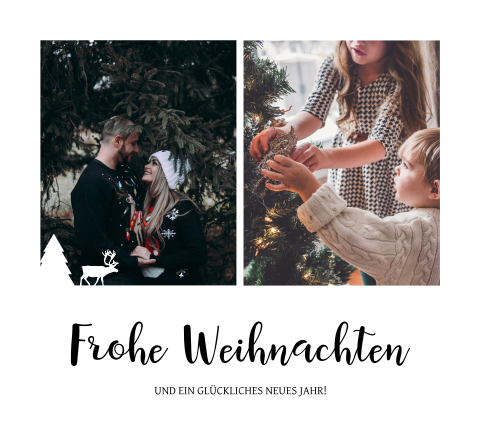 Klassische Weihnachtskarte mit zwei Fotos