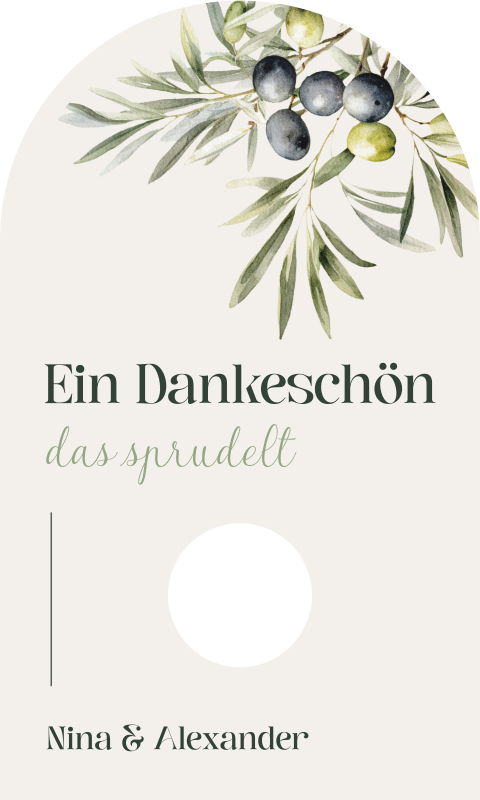 Geschenkverpackung in Bogenform für Badekugeln mit Olivenzweigen