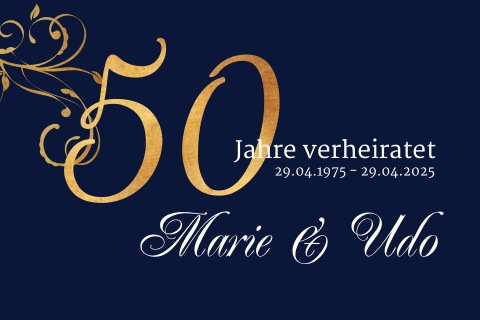 Romantische Einladung zur Goldenen Hochzeit mit goldener 50