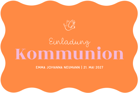 Moderne Einladungskarte zur Kommunion im Colorblocking Stil