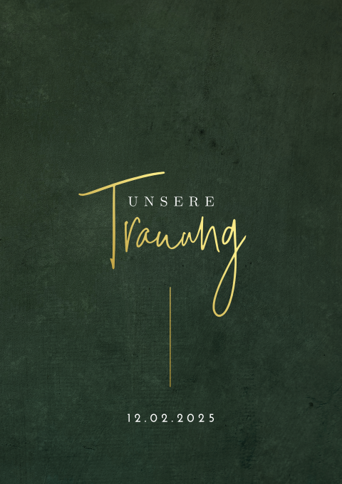 Kirchenheft-Umschlag mit dunkelgrünem Hintergrund und Goldfolie