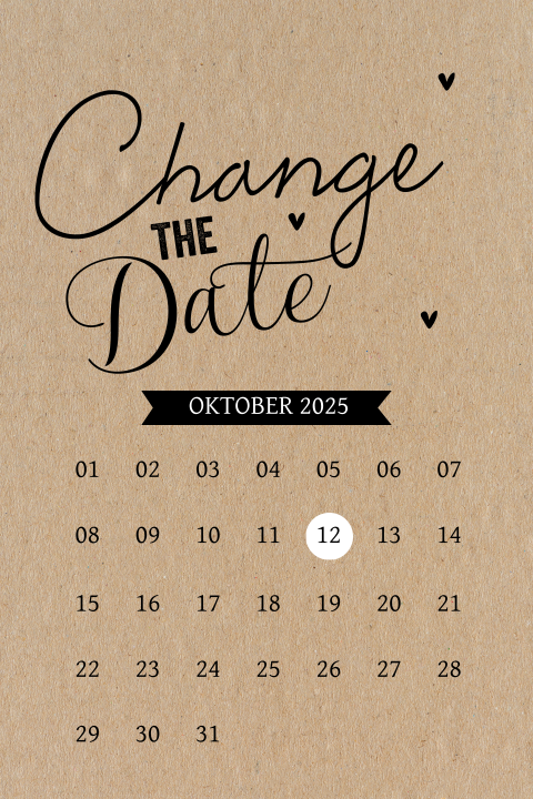 Change the Date Karte im Kraftpapier-Look mit Kalenderblatt