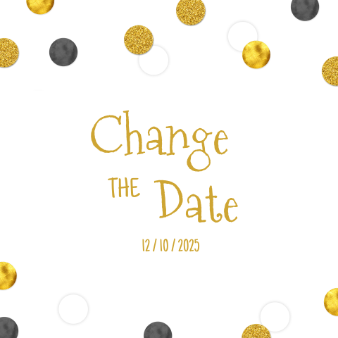 Tolle Change-the-Date Karte mit kleinen Punkten und Herzen