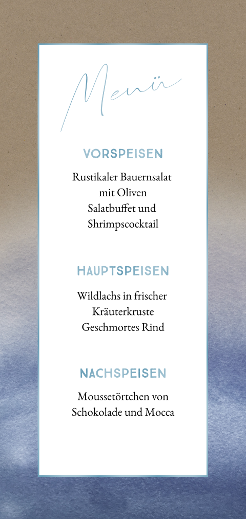 Liebesrauschen Menükarte