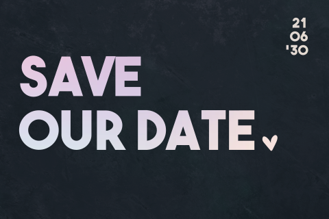 Schwarze Save the Date Karte mit holografischer Folie