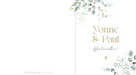 Botanische Hochzeitseinladung mit Eukalyptus und Mattgoldfolie