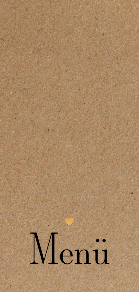 Menükarte mit Kraft-Look Hintergrund und goldenes Herz