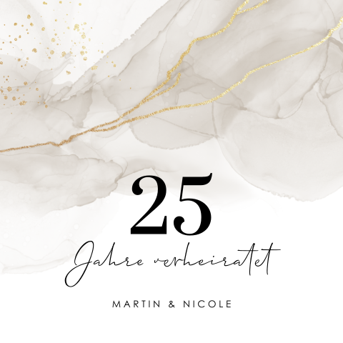 Stilvolle Einladung zur silbernen Hochzeit im Marmor-Look