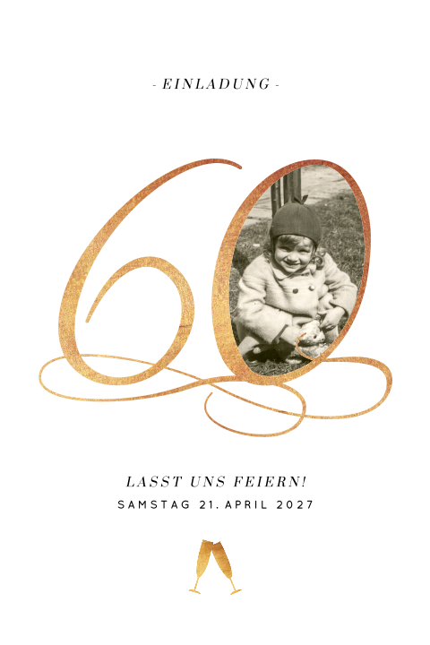 Schicke Einladung 60. Geburtstag mit Foto