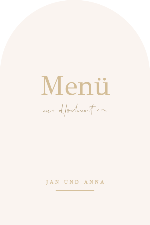 Beige Menükarte in Bogenform mit Aquarell Blumen
