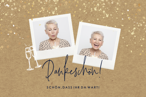 Dankeskarte zum Geburtstag im Kraft-Look mit abgerundeten Ecken und Fotos
