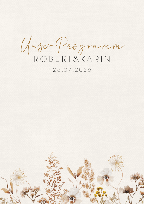 Programmheft Tagesablauf 8 Seiten mit Feldblumen