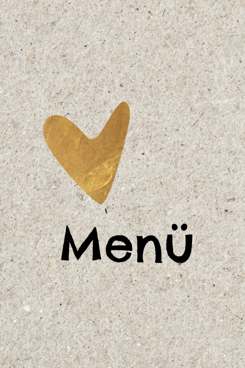 Elegante Menükarte mit goldenem Herzchen