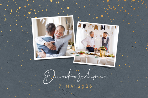 Hippe Danksagung zum 90. Geburtstag mit Foto und Goldsprenkeln