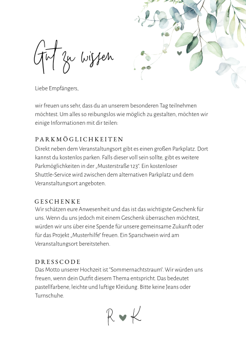 Botanische Einleger mit kunstvollem Schriftzug - A4