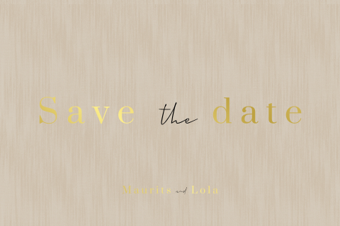 Save the Date Karte in Beige mit Goldfolie und abgerundeten Ecken