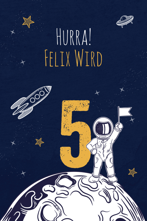 Einladung zum Kindergeburtstag mit Rakete "Astronaut"