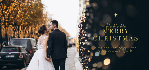 Weihnachtliche Panorama-Dankeskarte Hochzeit mit Foto