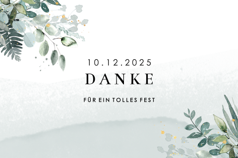 Elegante Dankeskarte im Querformat mit Aquarell Blumen