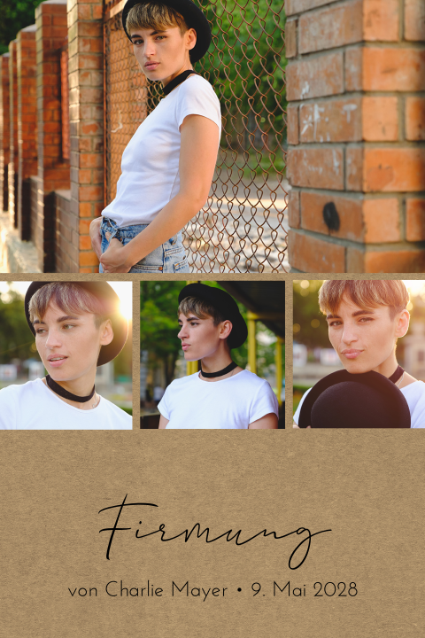 Einladung zur Firmung mit Fotocollage und Kraftlook