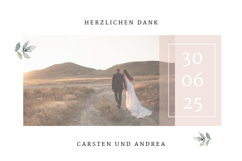 Vintage Dankeskarte Hochzeit mit Panorama Bild