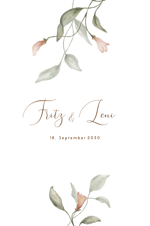 Einladungskarte zur Hochzeitsfeier mit Aquarell Blumen