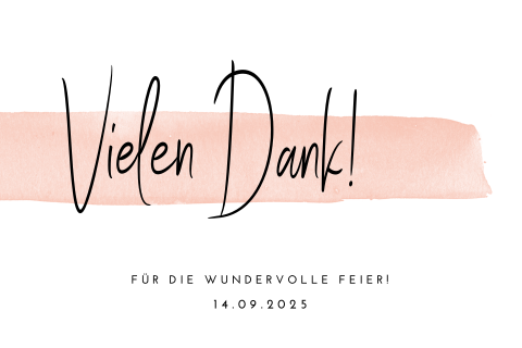 Stilvolle Dankeskarte zur Hochzeit "Rosa Aquarell"