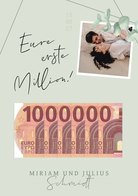Geldgeschenk Eure Erste Million Geldposter Eukalyptus und Linien