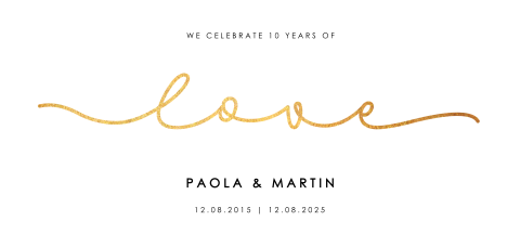 Romantische EInladung zur Silberhochzeit mit goldener Love-Abbildung
