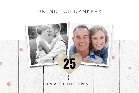 Danksagungskarte zur Silberhochzeit mit Foto und Punkten