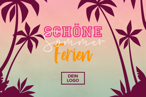 Geschäftliche Dankeskarte mit Palmen und Sonnenuntergang