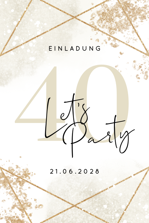 Schicke Geburtstagseinladung zum 40sten mit geometrischem Design
