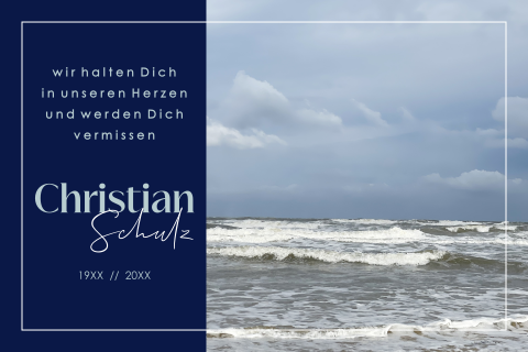 Danksagung Trauerkarte mit Meerblick und blauem Design