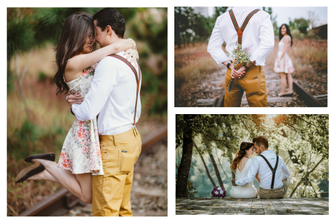 Trendige Hochzeitskarte mit Bildercollage zum selbst gestalten