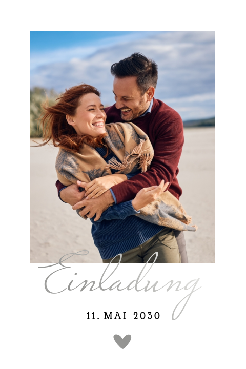 Einladung zur Silberhochzeit mit großem Foto und Silberfolie