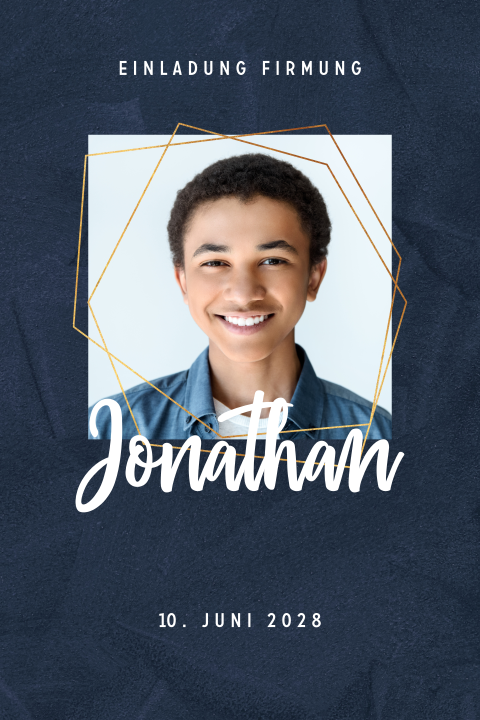 Moderne Einladungskarte zur Firmung mit nachtblauem Hintergrund